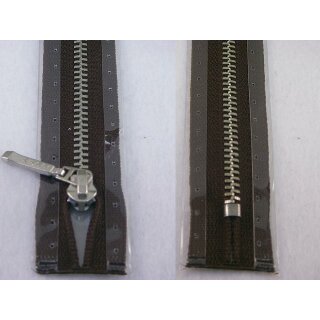 Taschen und Pulli RV/ Metallprofil silber/ 20 cm/ dunkelbraun
