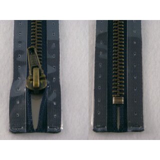Taschen und Pulli RV/ Metallprofil altmessing/ 20 cm/ marine