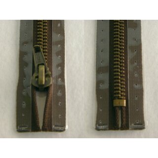 Taschen und Pulli RV/ Metallprofil altmessing/ 18 cm/ dunkelbraun