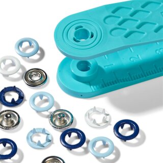 NF-Druckknöpfe/ Jersey/ Kappe lackiert/ Blau-Weiß/ 8 mm