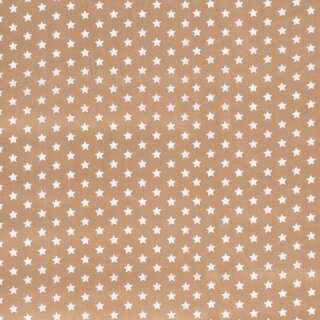 Baumwoll - Stoff Sterne beige/weiß