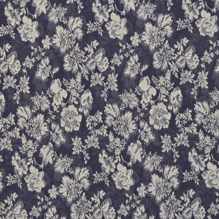 Hosenstoff Jeansjacquard Blumengarten