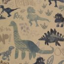 Panamadruck Dinowelt Digital jeansblau