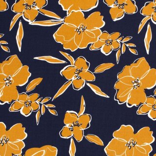 Viskose Twill  Blumen Ocker