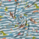 French Terry  Gestreiftes Leben blau