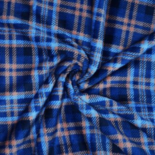 Plüschfleece kariert blau