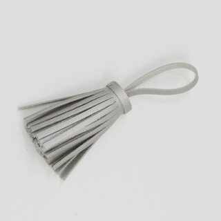 Quaste Lederimitat silber
