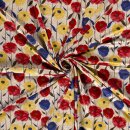Viskose Leinen Jersey Blumen rot