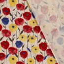 Viskose Leinen Jersey Blumen rot