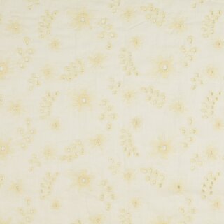 Baumwoll - Lochstickerei big Flowers creme