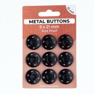 Metalldruckknöpfe schwarz / 21 mm