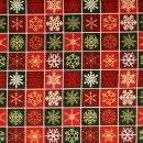 Weihnachts - Baumwollstoff Schneeflockenparade