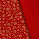 Weihnachts - Baumwollstoff Stern und Flocke rot