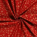 Weihnachts - Baumwollstoff Stern und Flocke rot
