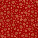 Weihnachts - Baumwollstoff Stern und Flocke rot