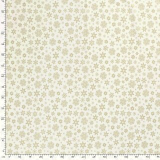 Weihnachts - Baumwollstoff Stern und Flocke creme