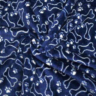 Wellness-Fleece Knochen/Pfoten marine