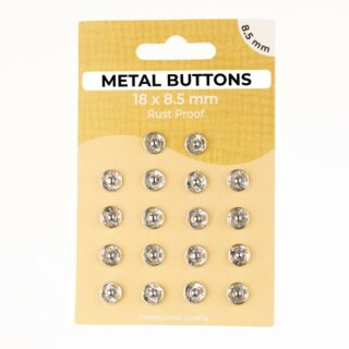 Metalldruckknöpfe silber / 8,5 mm
